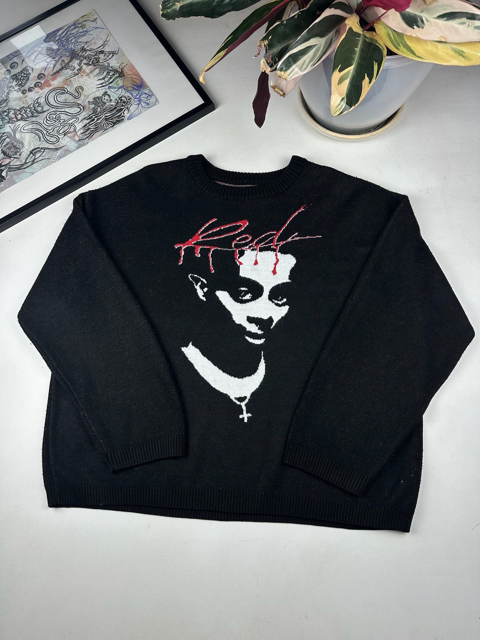 Japanese Brand Playboi Carti WLR Whole Lotta Red Knit Sweater Size US XL / EU 56 / 4 - 2 Thumbnail