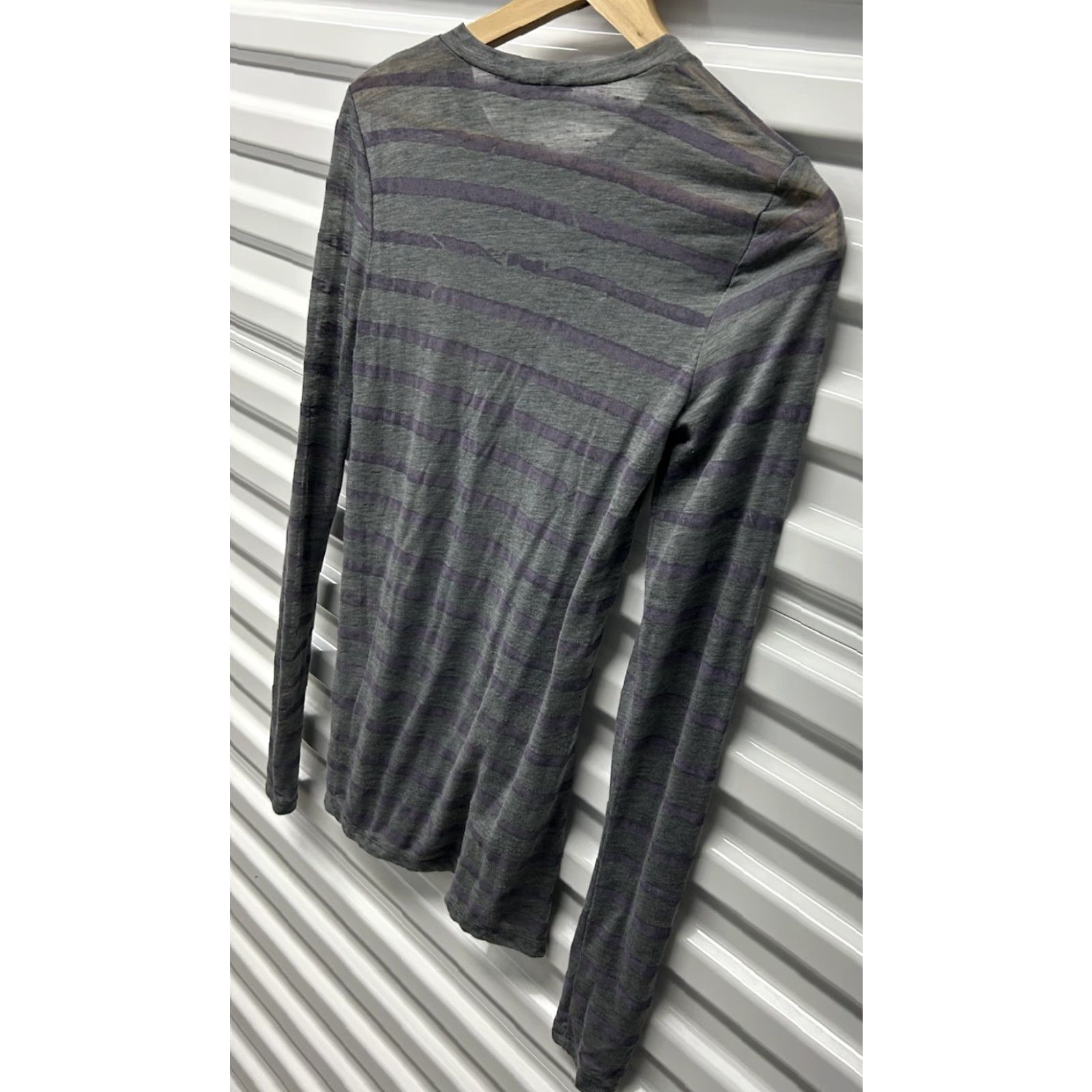 Theory Womens Theory Jackson Grey/Purple Stripe Ultra Thin LongSleeve Blouse Top Size S Size S / US 4 / IT 40 - 4 Thumbnail