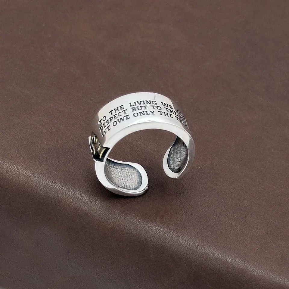 Jewelry × Vintage Retro Skull & Letter Engrave Ring Size ONE SIZE - 5 Thumbnail