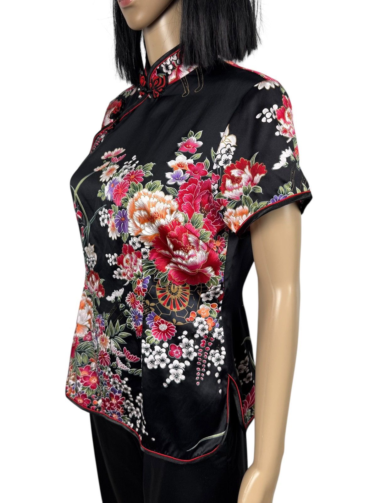 Chinese Laundry × Designer Alex Line Silk Blouse Chinese Native Printed Flowers size L Size L / US 10 / IT 46 - 6 Thumbnail