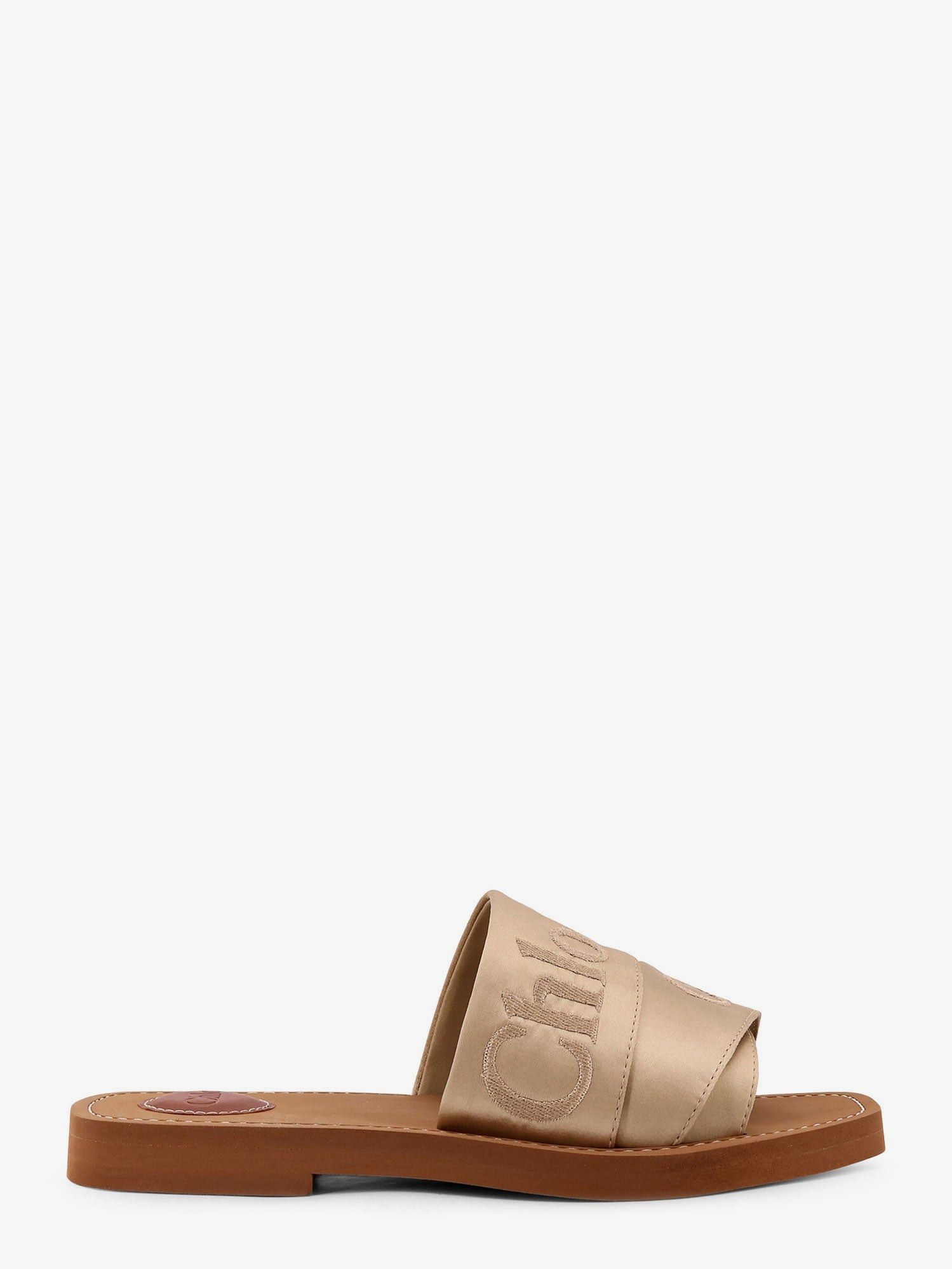 Chloe Woody Satin Sandals With Embroidered Logo Size US 6 / IT 36 - 1 Thumbnail