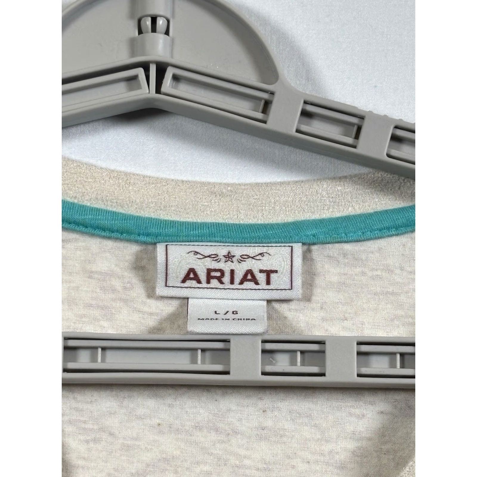 Ariat Ariat Women's Longhorn Floral T-Shirt Long Sleeve Beige Large Crew Neck Raglan Knit Cotton Casual Size L / US 10 / IT 46 - 2 Thumbnail