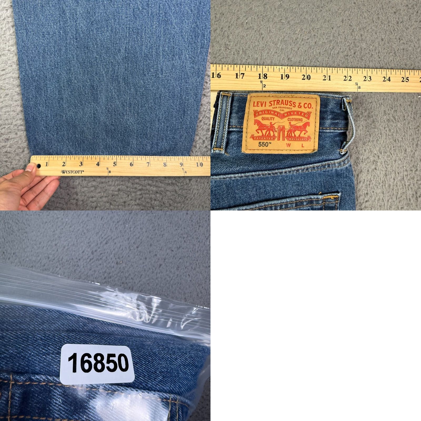 Levi's Levi's 550 Jeans 44x30 Blue Medium Wash Relaxed Denim Solid Cowboy NEW Mens Regular Jeans Size US 44 / EU 60 - 8 Thumbnail