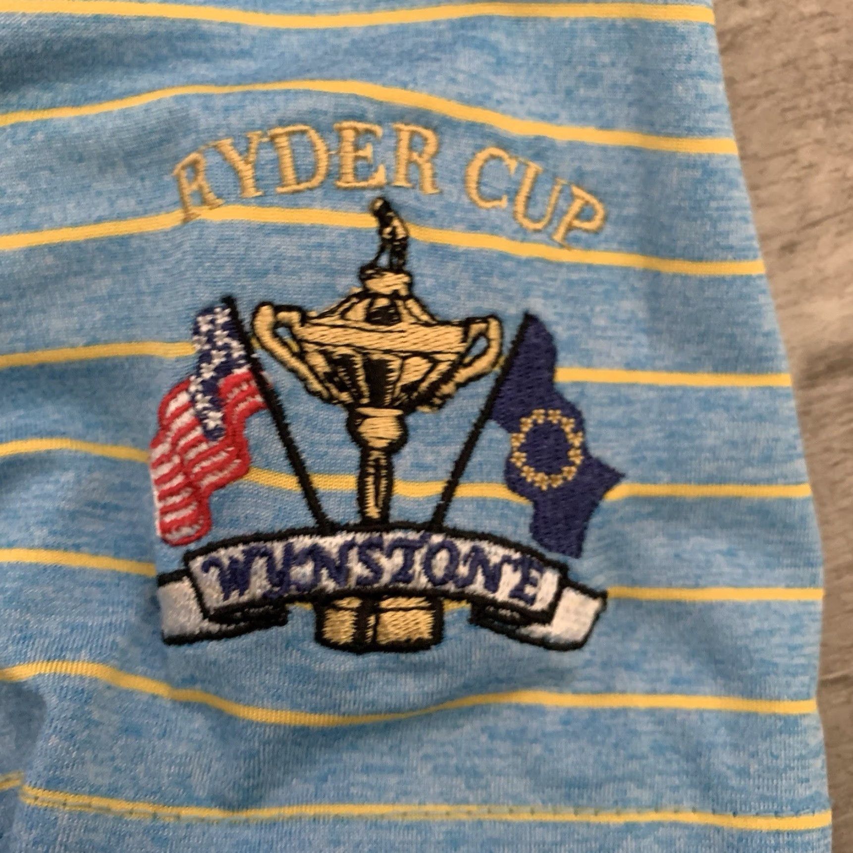johnnie-O johnnie-O Polo Shirt Mens XL Striped Blue Yellow Golf Sun Protection Stretch Multicolor Short Sleeve Regular Size Size US XL / EU 56 / 4 - 6 Thumbnail