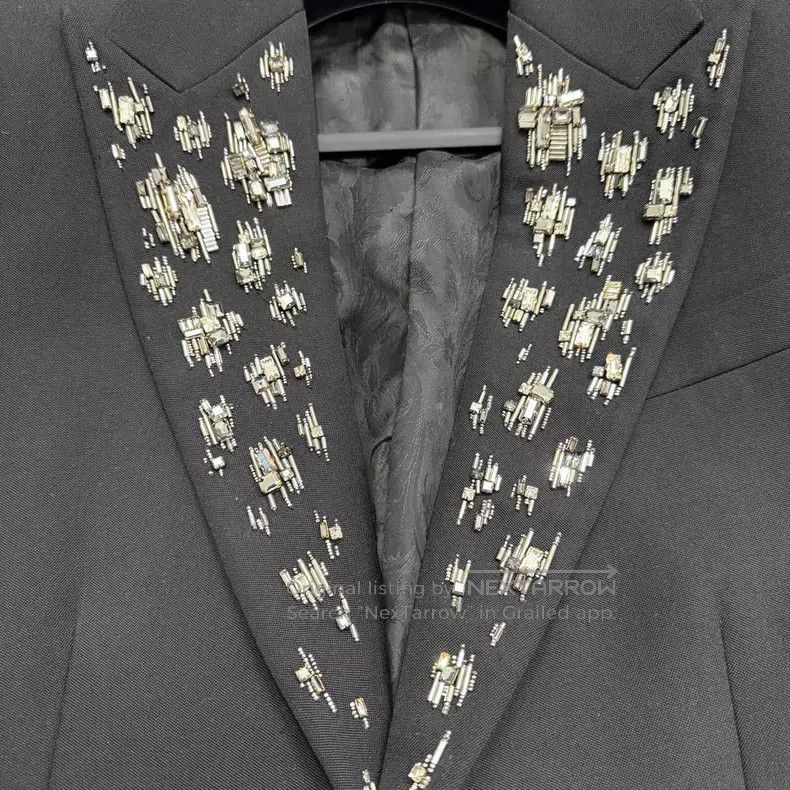 Versace Versace Rhinestones decorate a woolen blazer Size 48S - 2 Thumbnail