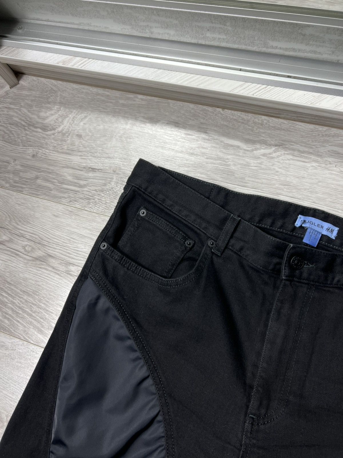 Mugler Thierry Mugler x H&M Spiral Panel Jeans Black Denim Pants HM Size US 36 / EU 52 - 6 Thumbnail