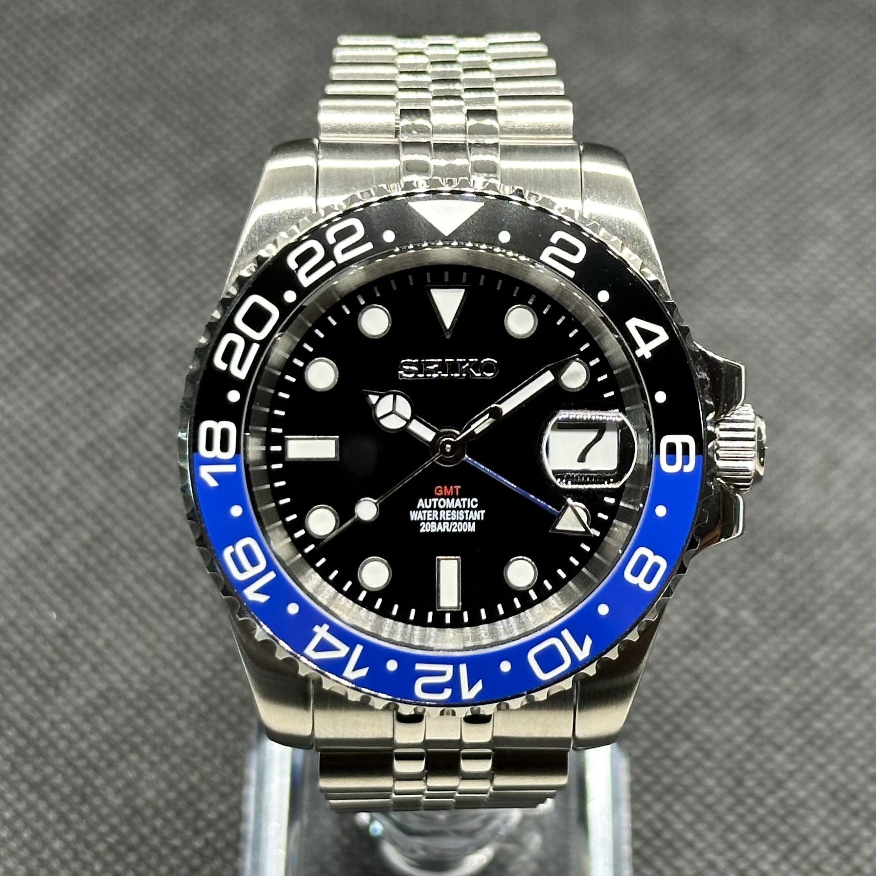 Custom Seiko Mod “Batgirl” GMT Dive Watch | Grailed