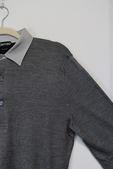 Tom Ford o1rshd1 Q: 2 / Long Sleeve Polo Shirt in Grey Size US S / EU 44-46 / 1 - 7 Thumbnail
