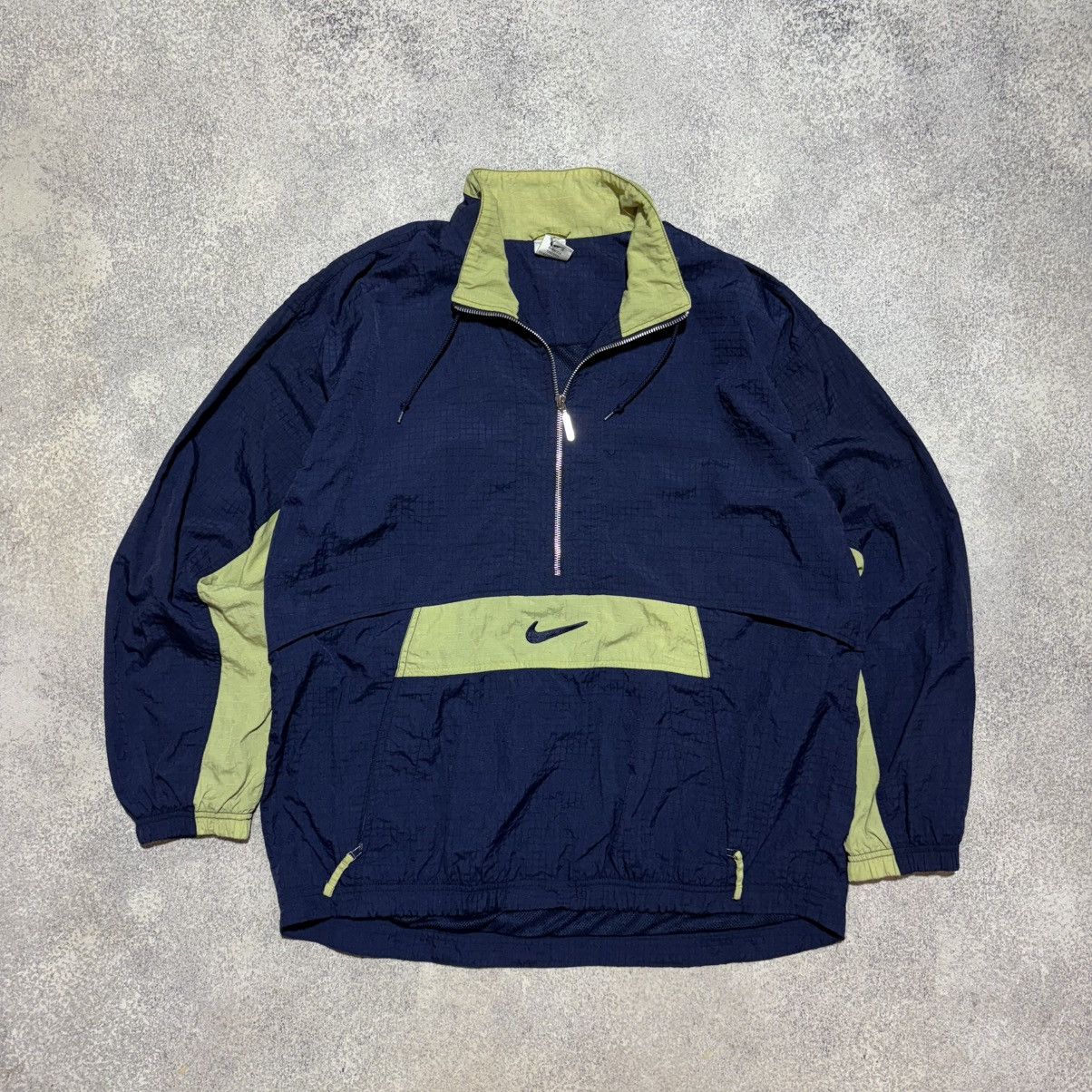 Nike × Vintage Nike 90s Vintage Nylon Center Swoosh Baggy Anorak Jacket Size US L / EU 52-54 / 3 - 1 Thumbnail