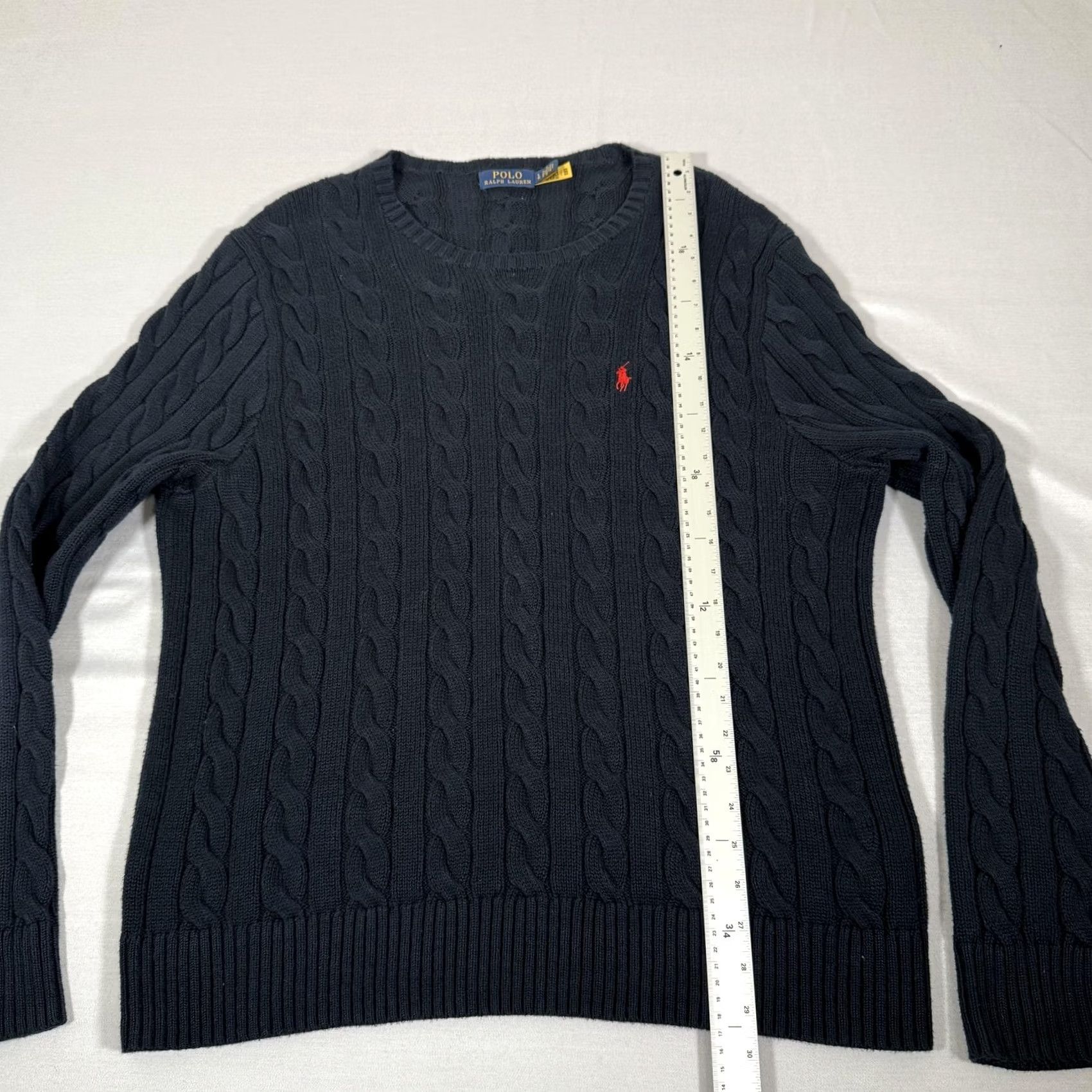 Polo Ralph Lauren Polo Ralph Lauren Sweater Mens L Blue Cable Knit Crew Neck Pullover Cotton Knit Size US L / EU 52-54 / 3 - 5 Thumbnail