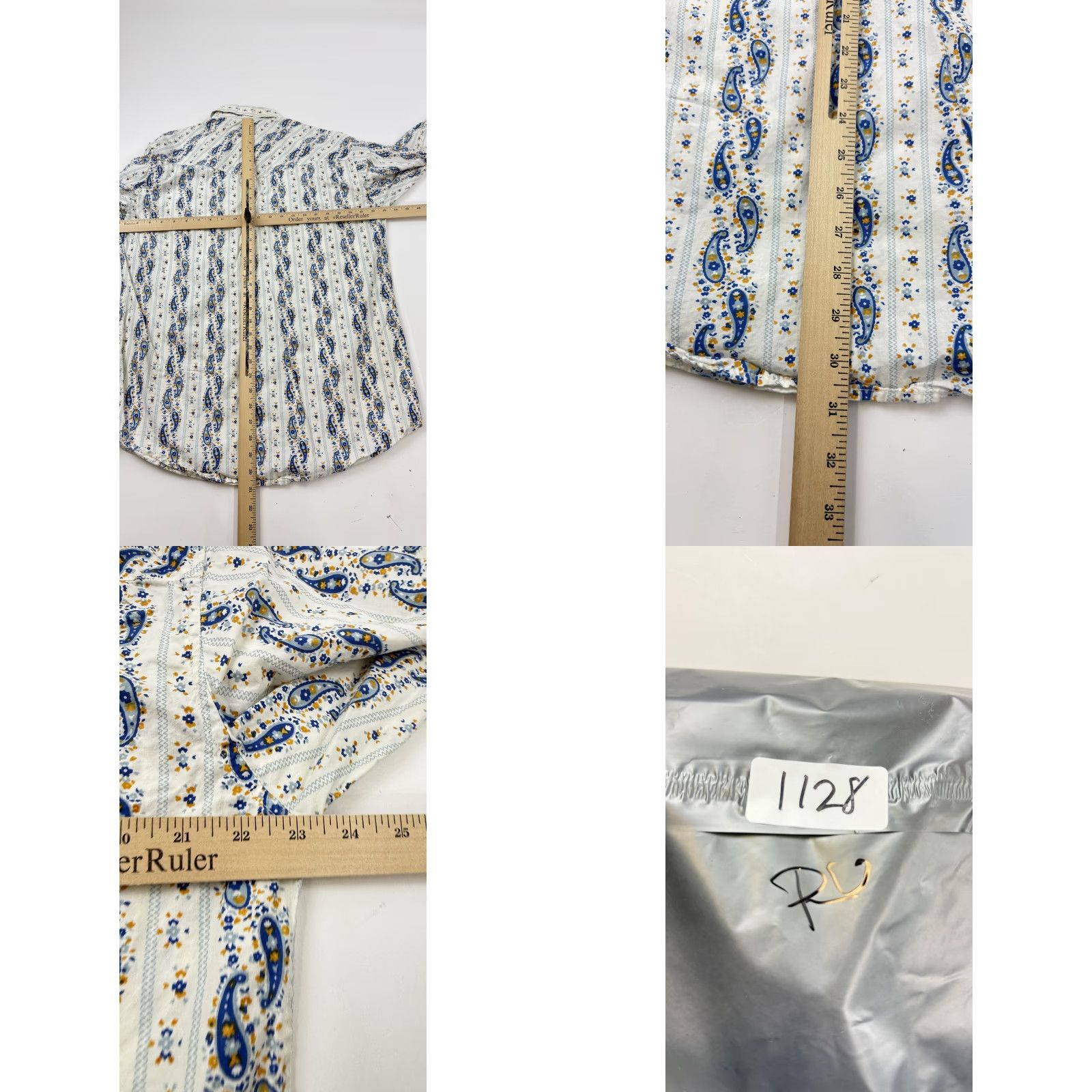 Vintage VINTAGE RU Shirt Mens Large White Blue Paisley Western Pearl Snap Cotton Long Sleeve Size US L / EU 52-54 / 3 - 8 Thumbnail