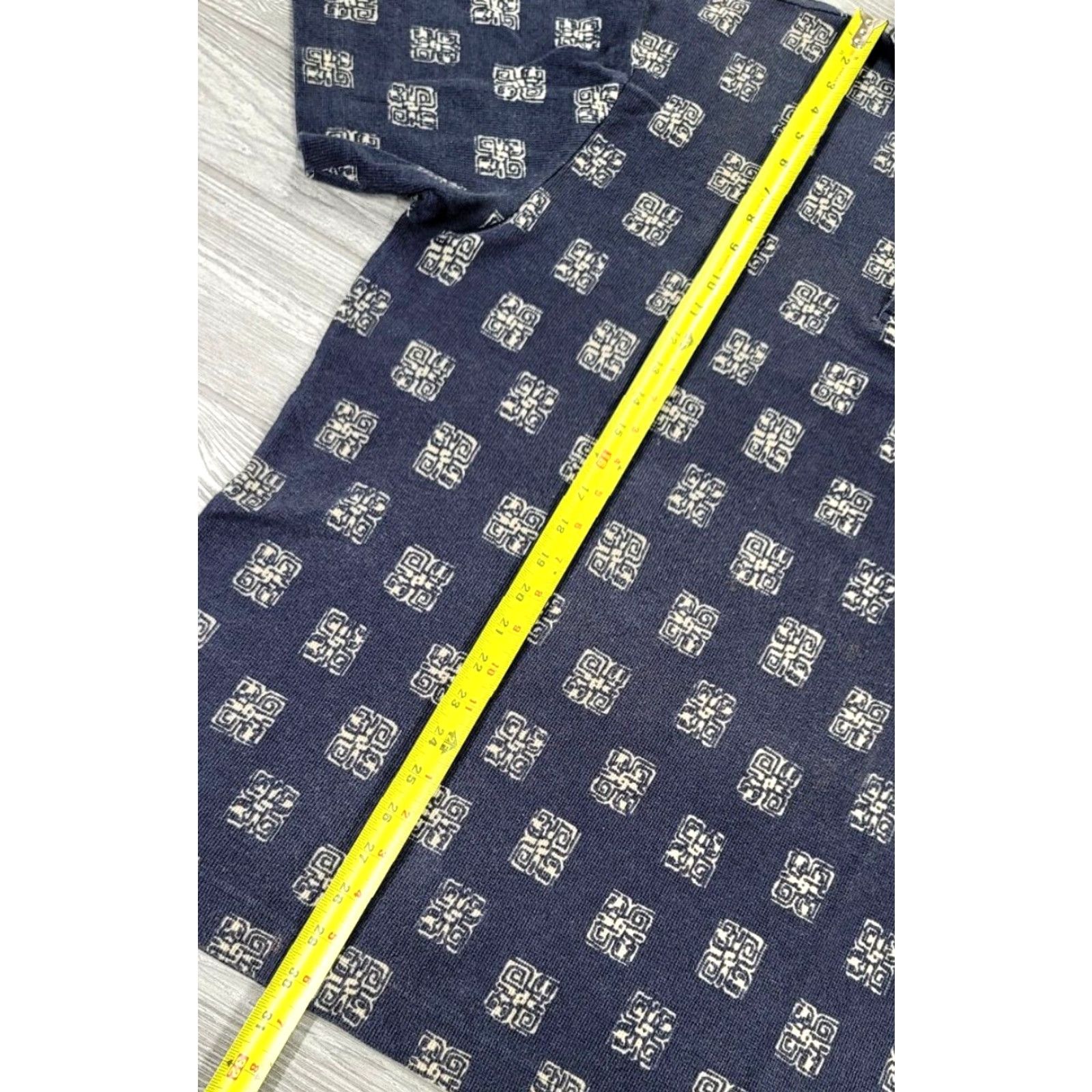 Nautica VINTAGE Nautica Polo Shirt Tribal 90s Blue L Men Short Sleeve Cotton Button Closed Collared Geometric AOP RARE USA Made Shirt Mens Size US L / EU 52-54 / 3 - 6 Thumbnail