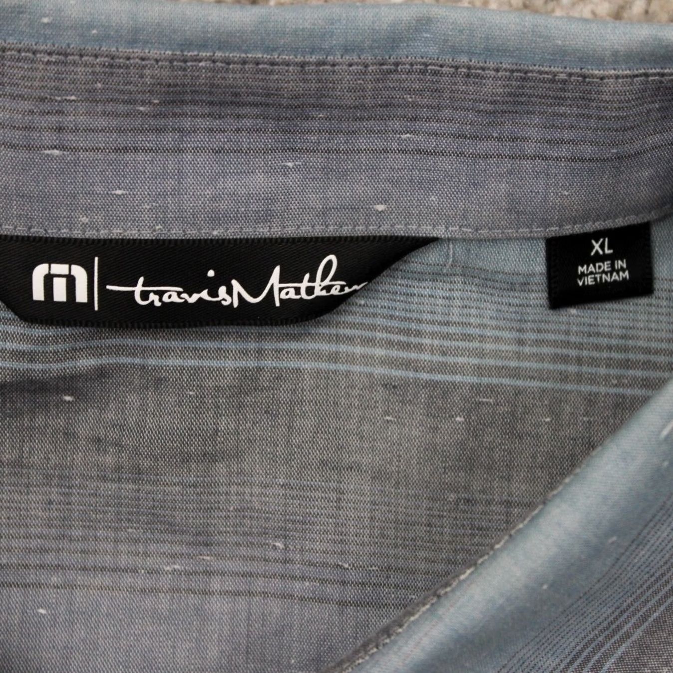 TravisMathew Travis Mathew Shirt Mens XL Blue/Gray Gradient Cotton/Polyester S/S Button Up Shirt Size US XL / EU 56 / 4 - 7 Thumbnail