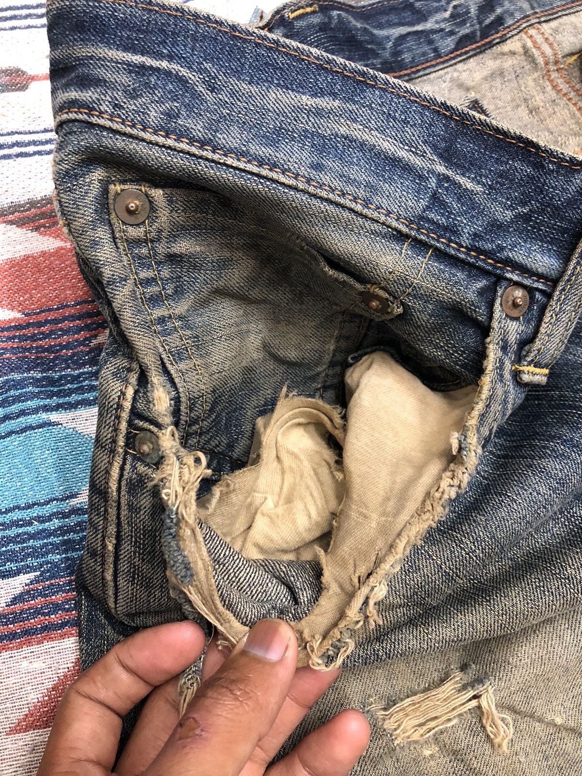 Edwin WIDE LEG RUSTY DAMAGED DISTRESSED SELVEDGE DENIM BY EDWIN Size US 38 / EU 54 - 10 Thumbnail