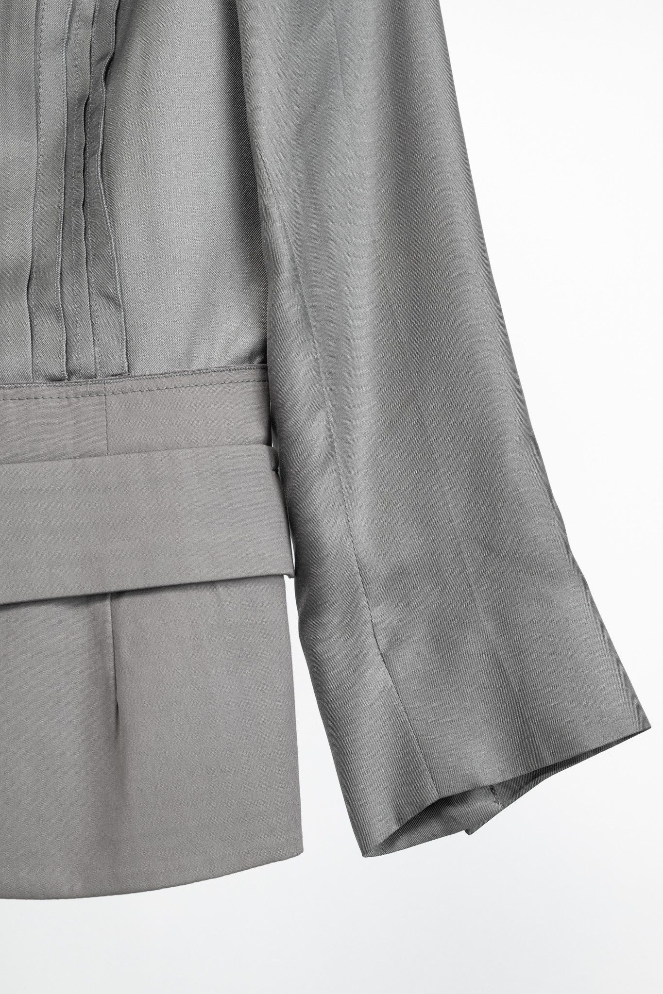 Prada Prada Grey Silk & Cotton Pintuck Blazer Size M / US 6-8 / IT 42-44 - 6 Thumbnail