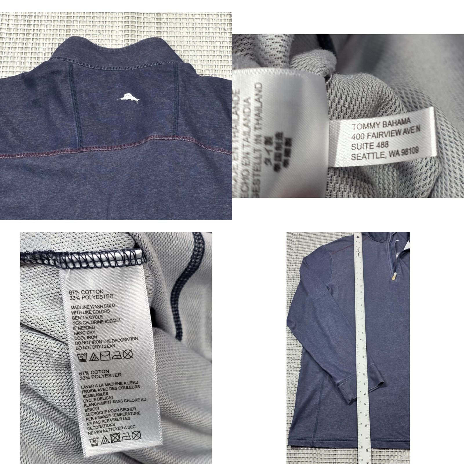 Tommy Bahama Tommy Bahama Polo Shirt L Blue 1/4 Zip Long-Sleeve Knit Stretch Regular Mens Size US L / EU 52-54 / 3 - 8 Thumbnail
