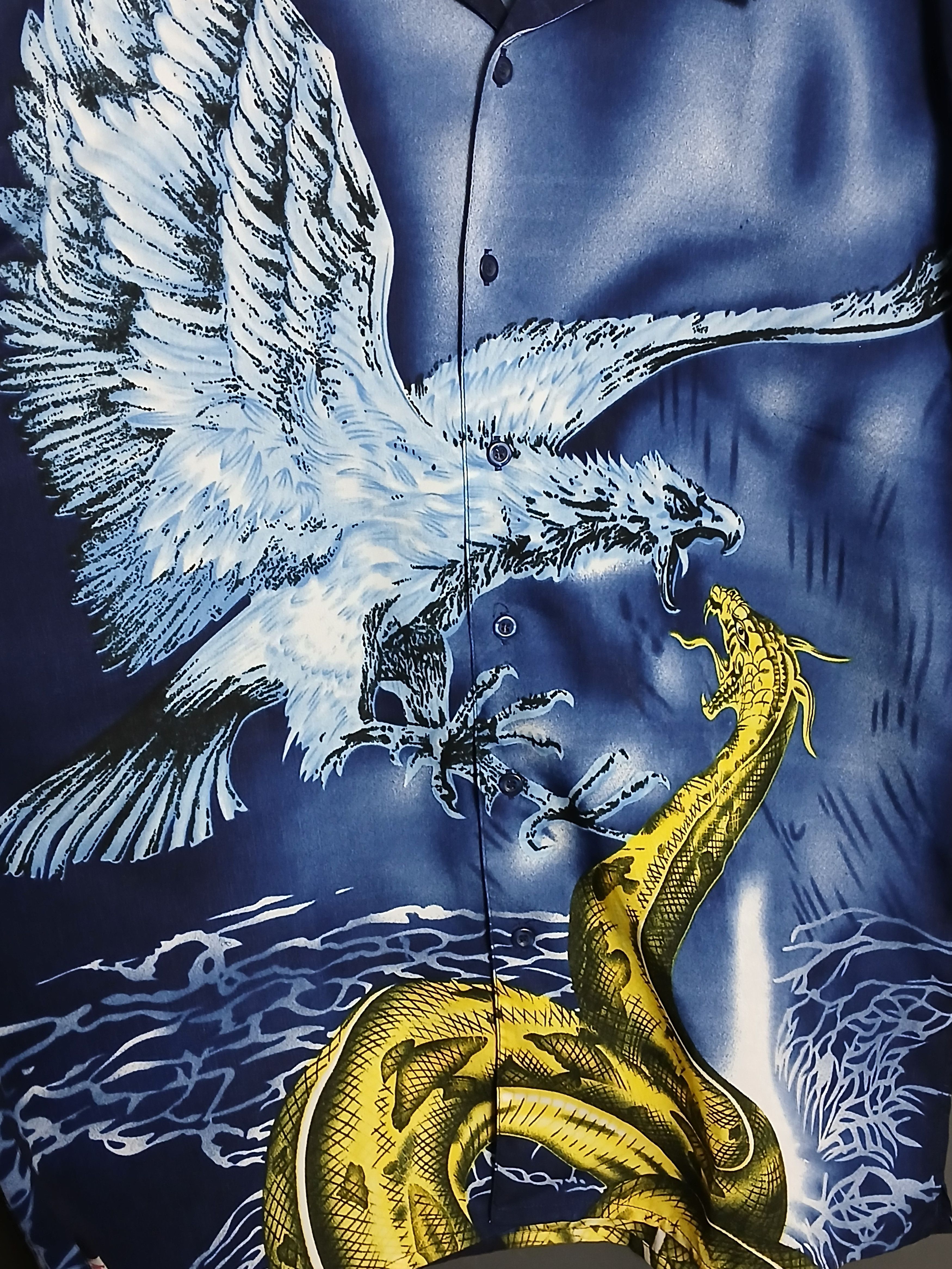 Japanese Brand Sukajan Dragon vs Eagle All Over Print Shirt Size US XXL / EU 58 / 5 - 3 Thumbnail