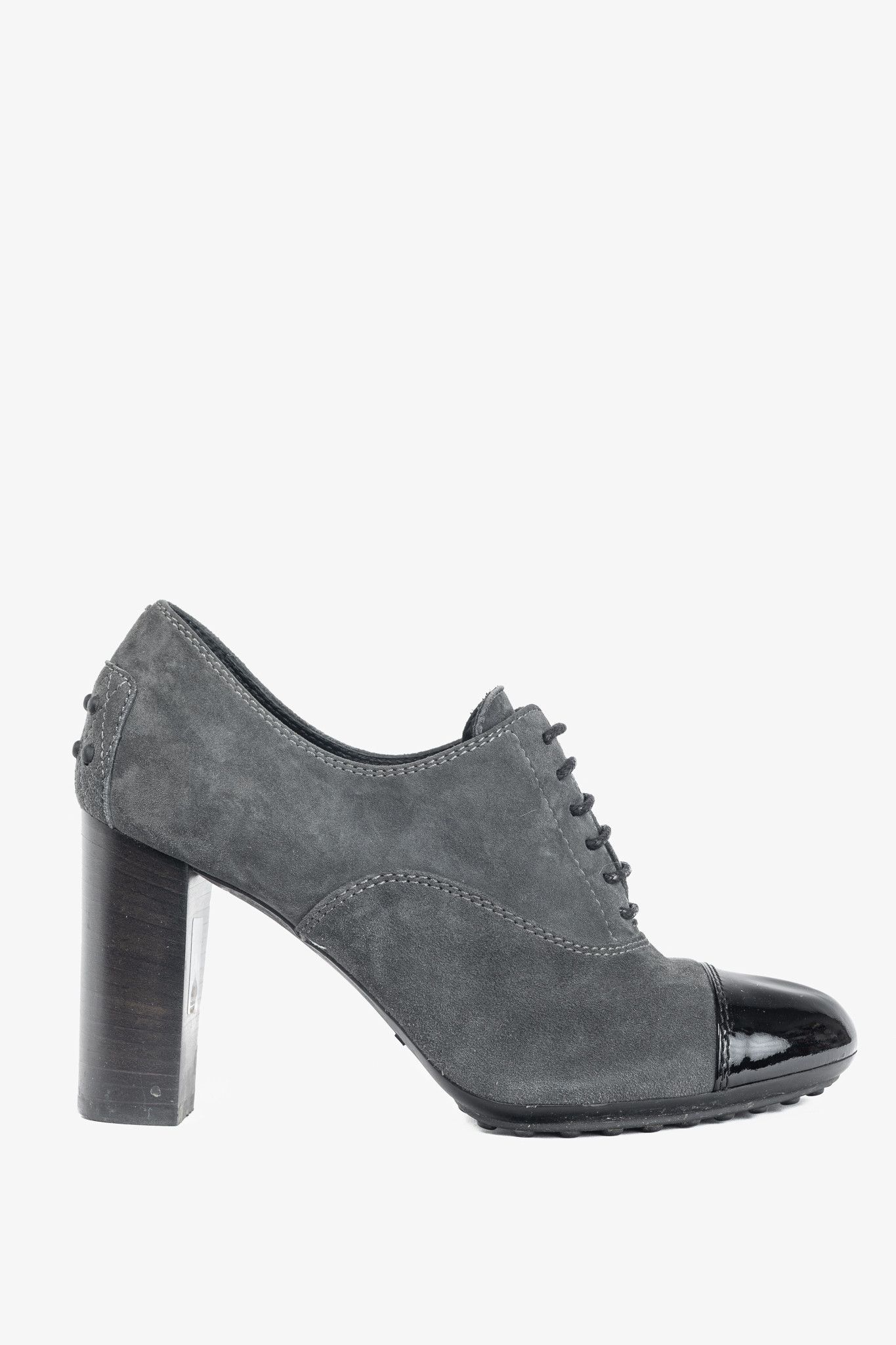 Tod's Tod's Grey Suede Cap-Toe Gommino Lace-Up Oxfords Size US 5.5 / IT 35.5 - 1 Thumbnail