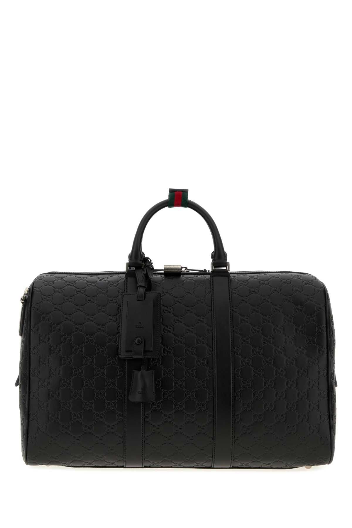Gucci Black Leather Emblem Travel Bag Size ONE SIZE - 1 Thumbnail