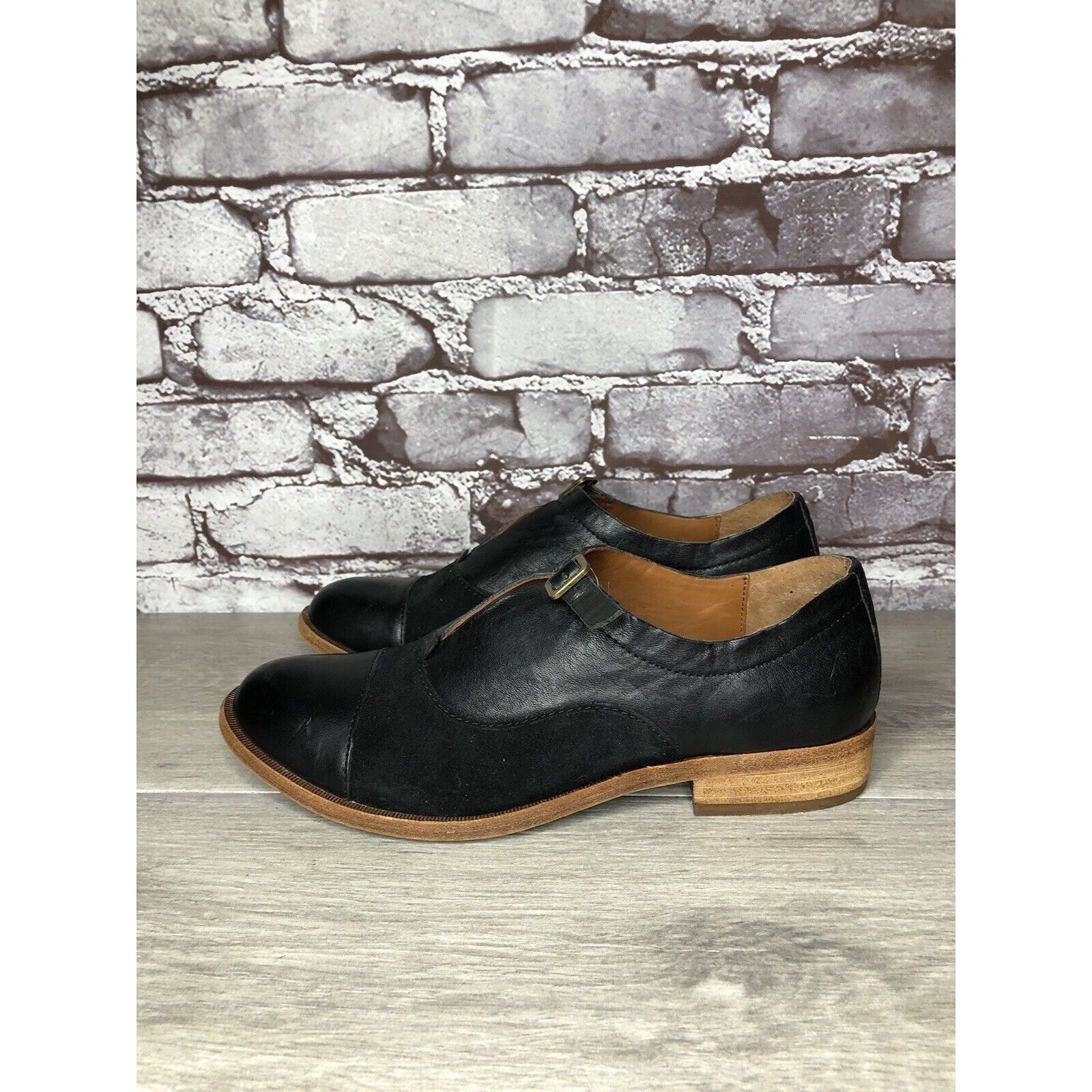 Other Kork Ease Niseda Black Leather Suede Monk Strap Oxfords Shoe Size US 8 / IT 38 - 3 Thumbnail