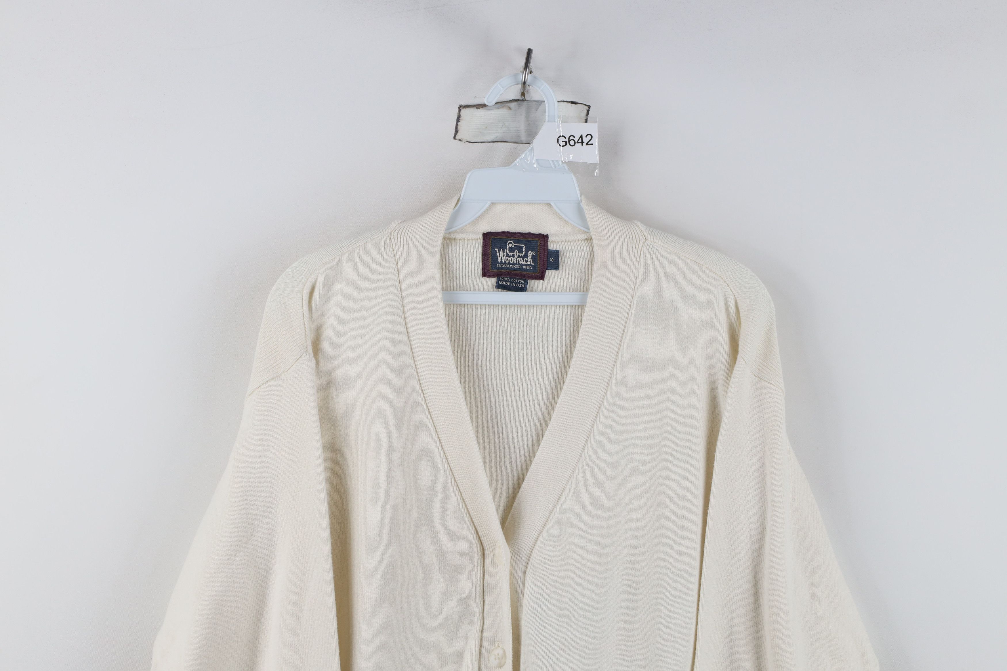Woolrich Woolen Mills Vintage 90s Woolrich Ribbed Knit Cardigan Sweater Cream USA Size S / US 4 / IT 40 - 2 Thumbnail