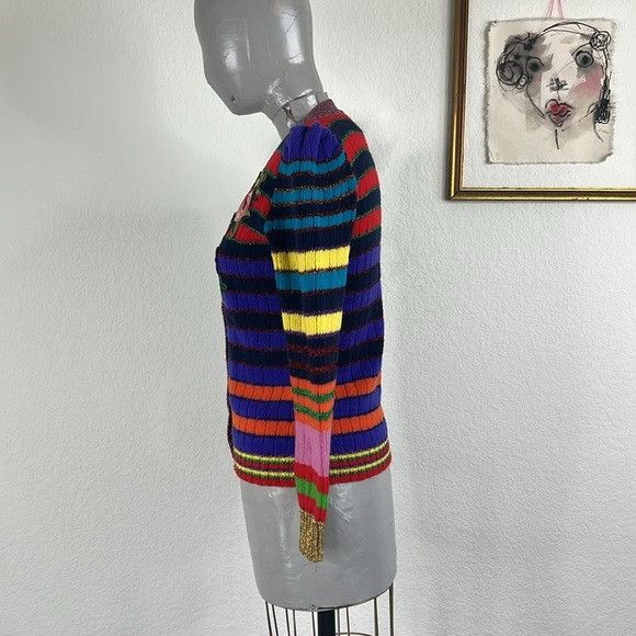 Gucci Gucci Multicolor Metallic Striped Cardigan Floral Patches Pe Size XS / US 0-2 / IT 36-38 - 5 Thumbnail