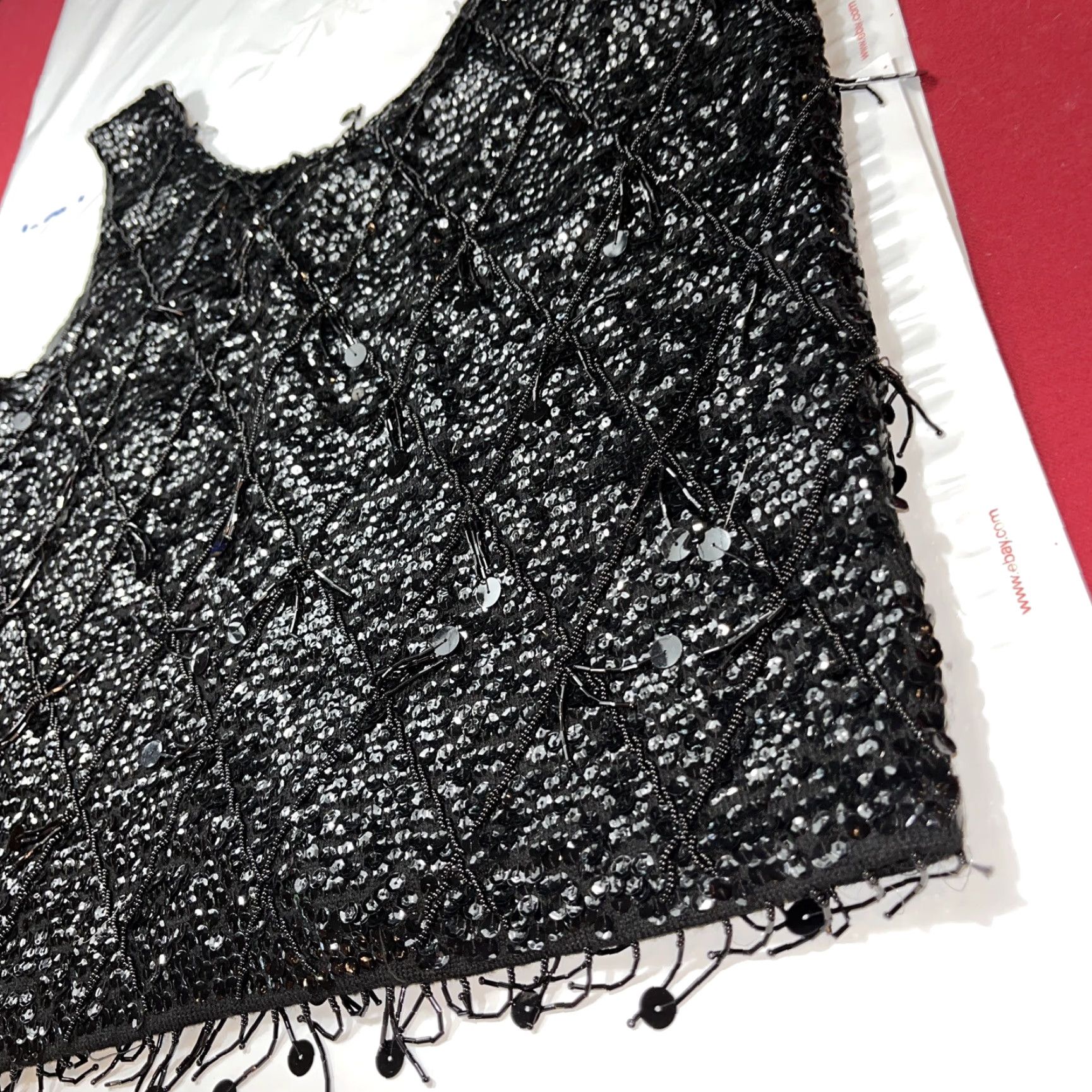 Vintage VINTAGE BLACK SEQUINED TANK TOP Wool Sleeveless Evening Party Formal Beaded Top Luxury S Size S / US 4 / IT 40 - 3 Thumbnail