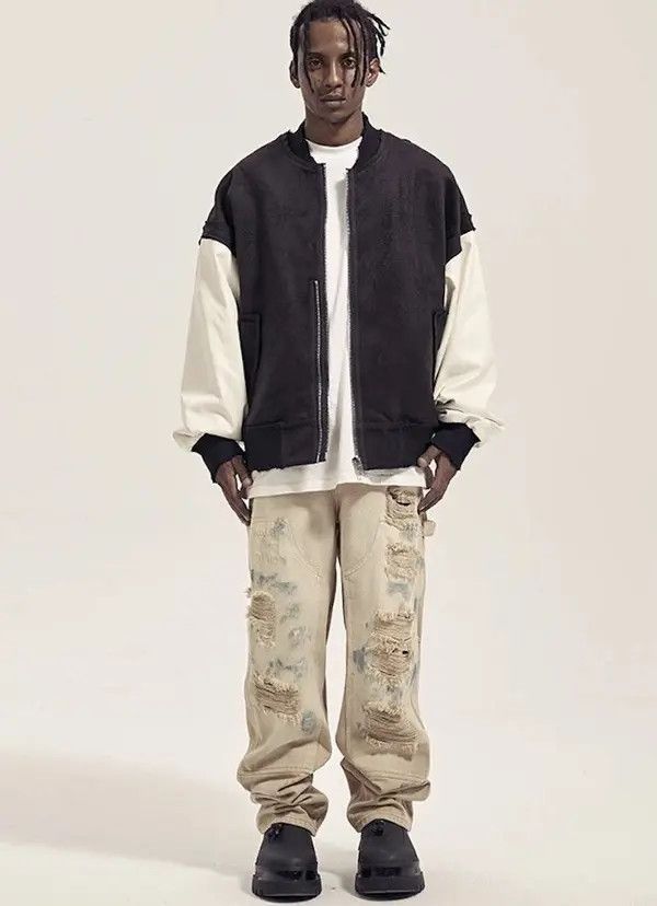 Jean × Vintage Beige Paint Splatter Distressed Denim Jeans y2k Size US 30 / EU 46 - 3 Thumbnail