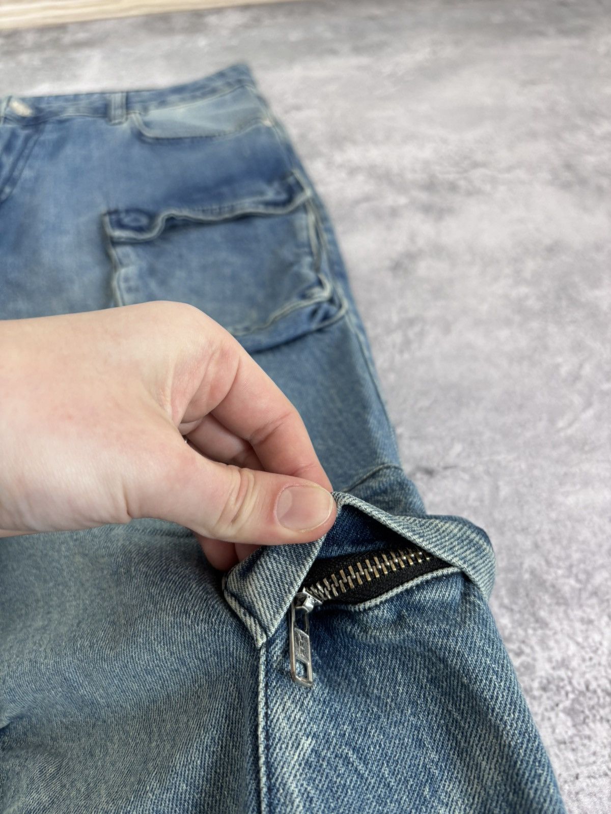 LFDY LFDY Live Fast Die Young Blue Multipocket Baggy Cargo Jeans Size US 34 / EU 50 - 5 Thumbnail