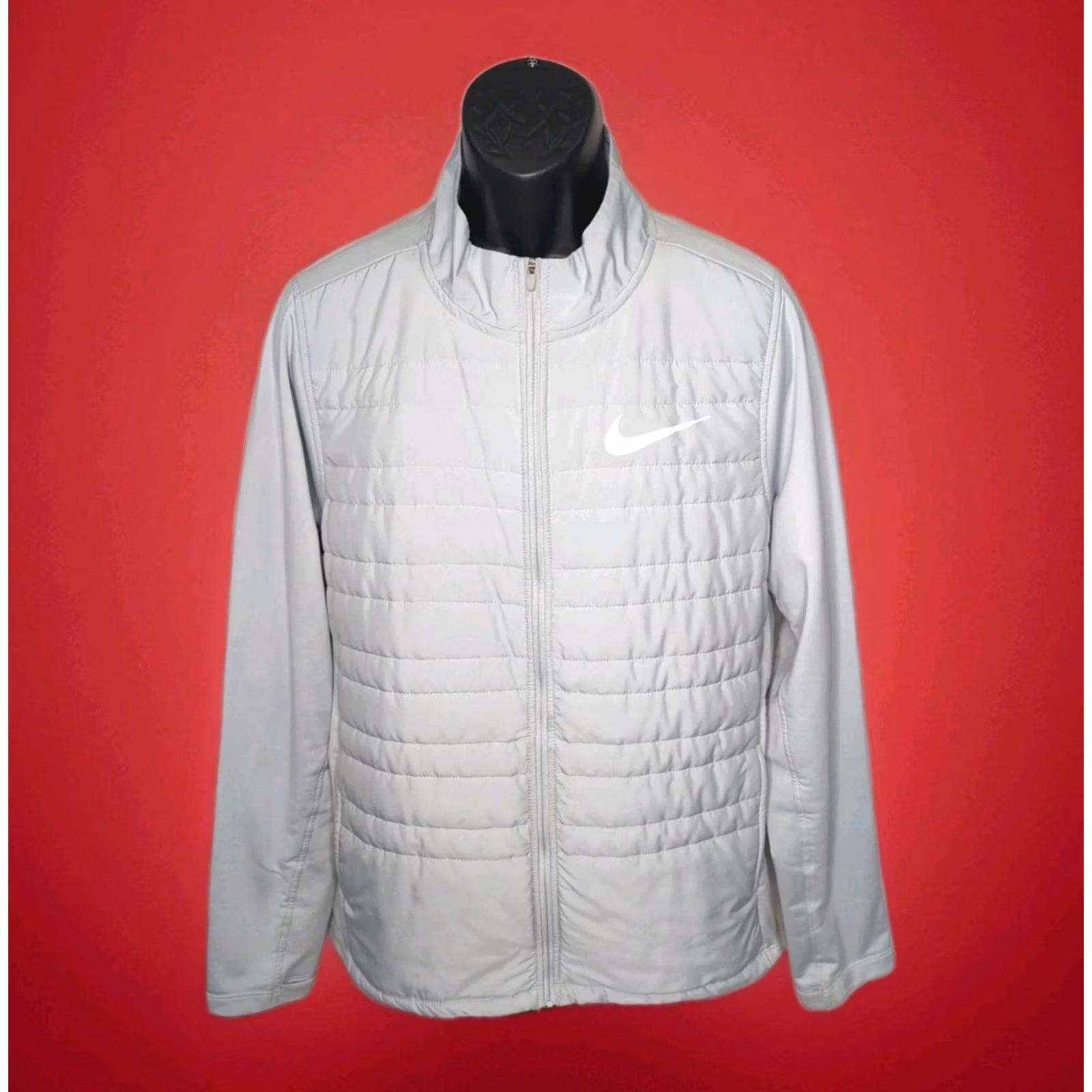 Nike Nike Thermosoft Essential Quilted Running Jacket Gray Mens XL X-Large Therma-Fit Size US XL / EU 56 / 4 - 4 Thumbnail