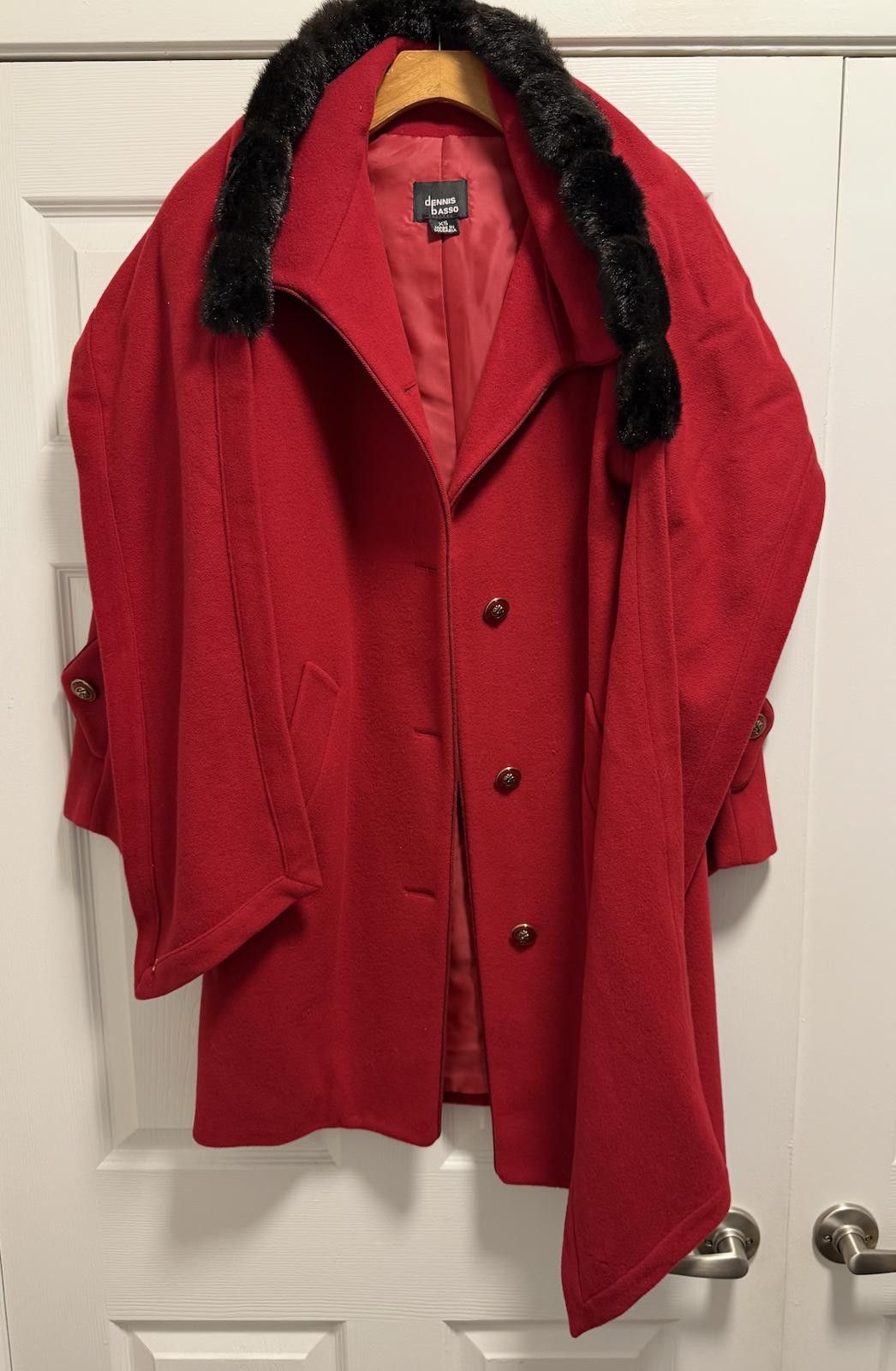 Designer Chic Dennis Basso Red Wool Blend Coat - Size XS Size L / US 10 / IT 46 - 6 Thumbnail
