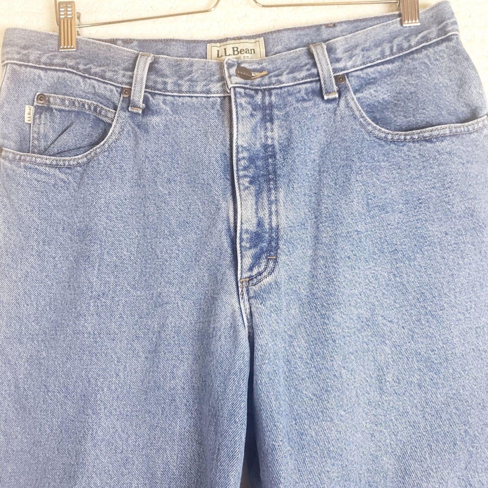 Vintage VINTAGE LL Bean Classic Fit Fleece Lined Jeans Blue Denim 35x30 Men's Size US 35 - 3 Thumbnail