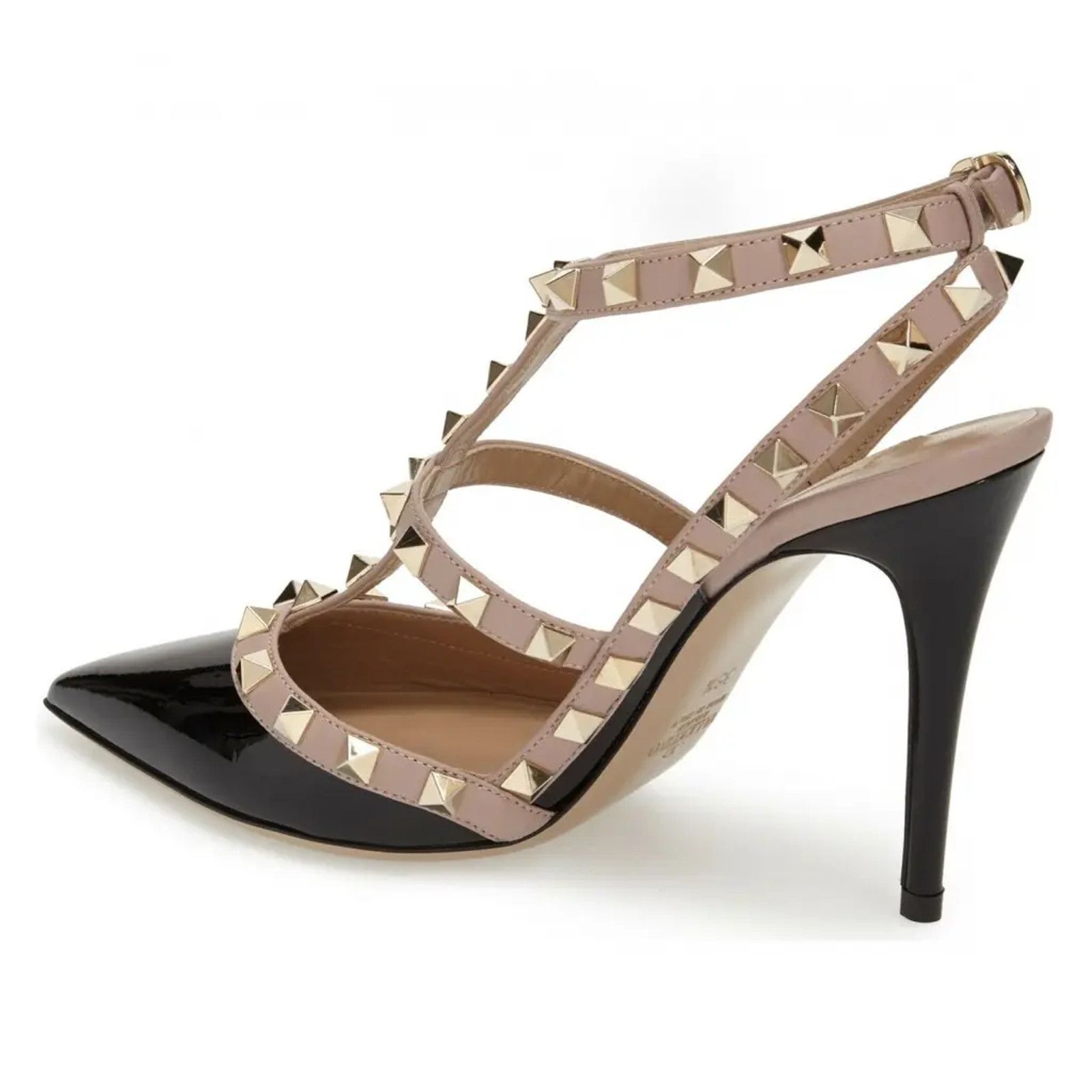 Valentino Rockstud Patent Poudre Ankle T Strap Classic Heel Pump 39.5 Size US 9.5 / IT 39.5 - 8 Thumbnail