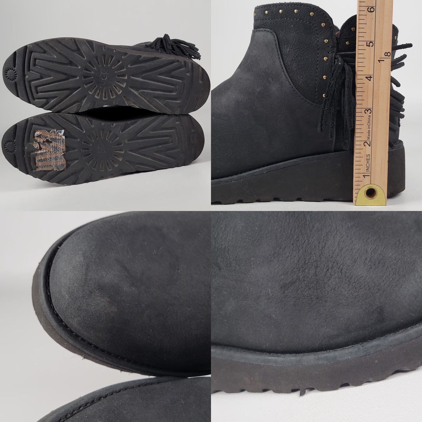 Ugg VINTAGE UGG Cindy Water-resistant BLACK Genuine Shearling Studded Bootie Women Size 8 Bootie Black Studded Water Resistant Suede Uggs Australia Womens Size US 6 / IT 36 - 8 Thumbnail