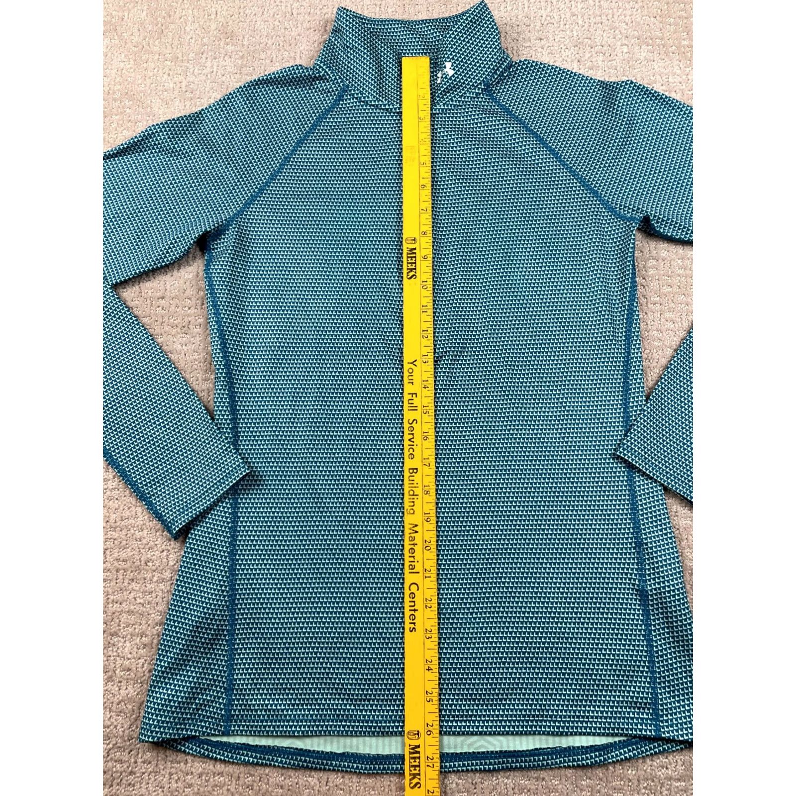 Under Armour Under Armour ColdGear Pullover Womens M Blue Geometric Stretch Fitted Half Zip Size M / US 6-8 / IT 42-44 - 2 Thumbnail