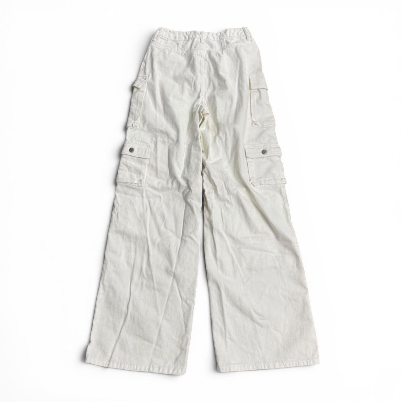 Fashion Nova White Multi-Pocket Wide Leg High Waisted Baggy Cargo Pants Size 28" / US 6 / IT 42 - 7 Thumbnail