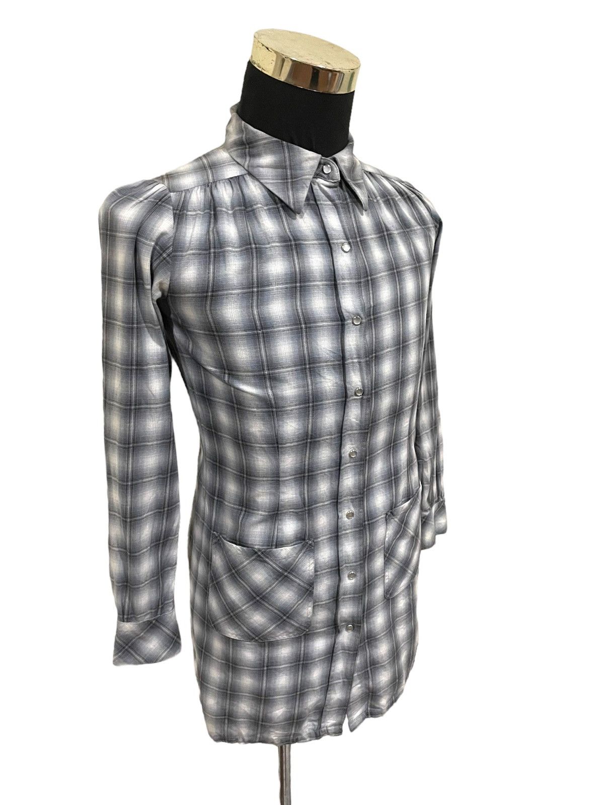 agnes b. Agnes B. Vintage 90s Shadow Plaid Blouse Size M / US 6-8 / IT 42-44 - 4 Thumbnail