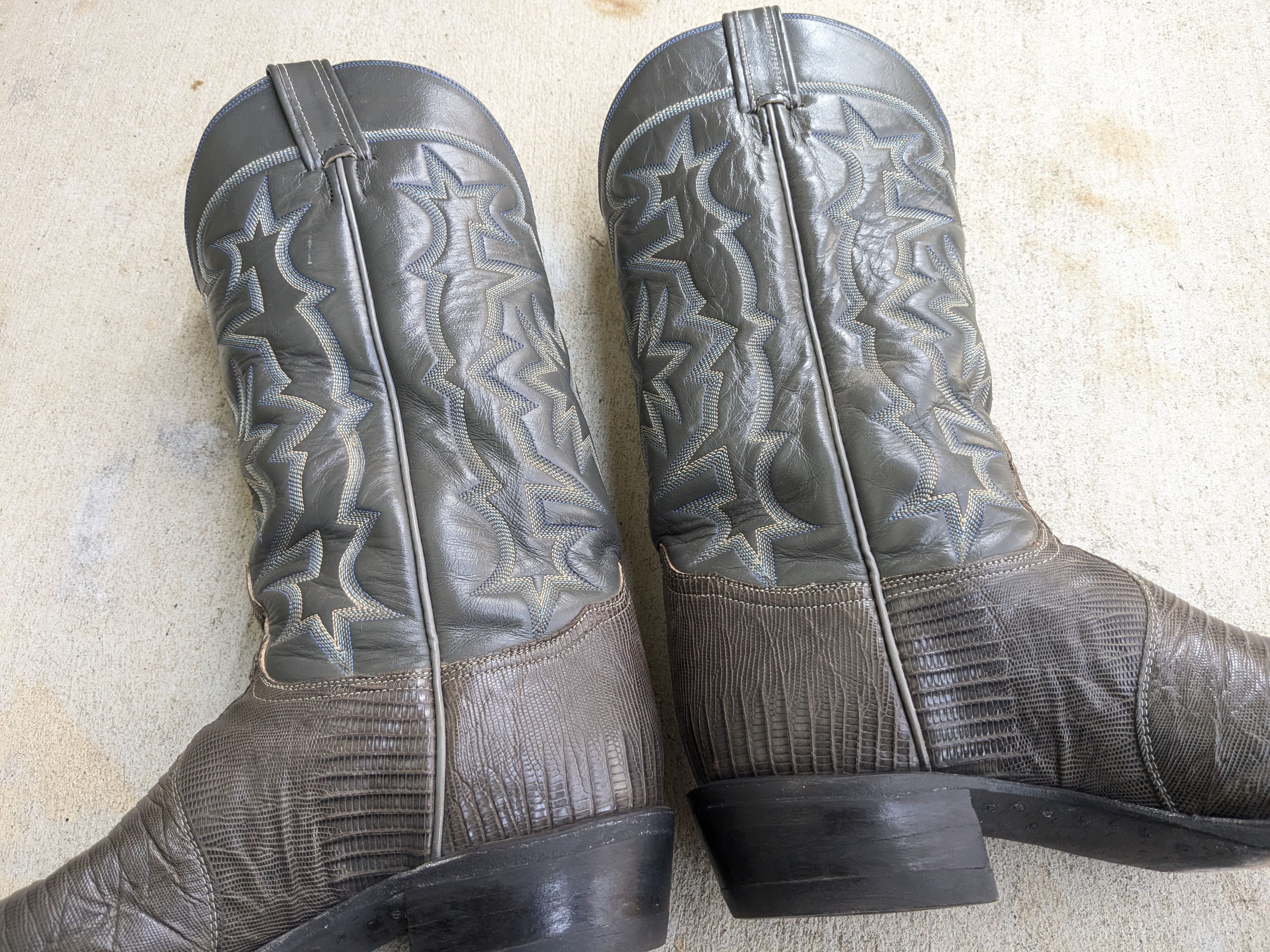 Other Tony Lama Cowboy Boots Lizard Green 9.5 D Leather Gray Size US 9.5 / EU 42-43 - 7 Thumbnail