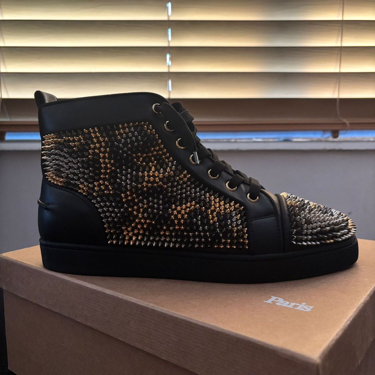 ルブタン/DORISPIKY BLACK 34 Loubishark - Sneakers - Calf leather and neoprene - Black - Men