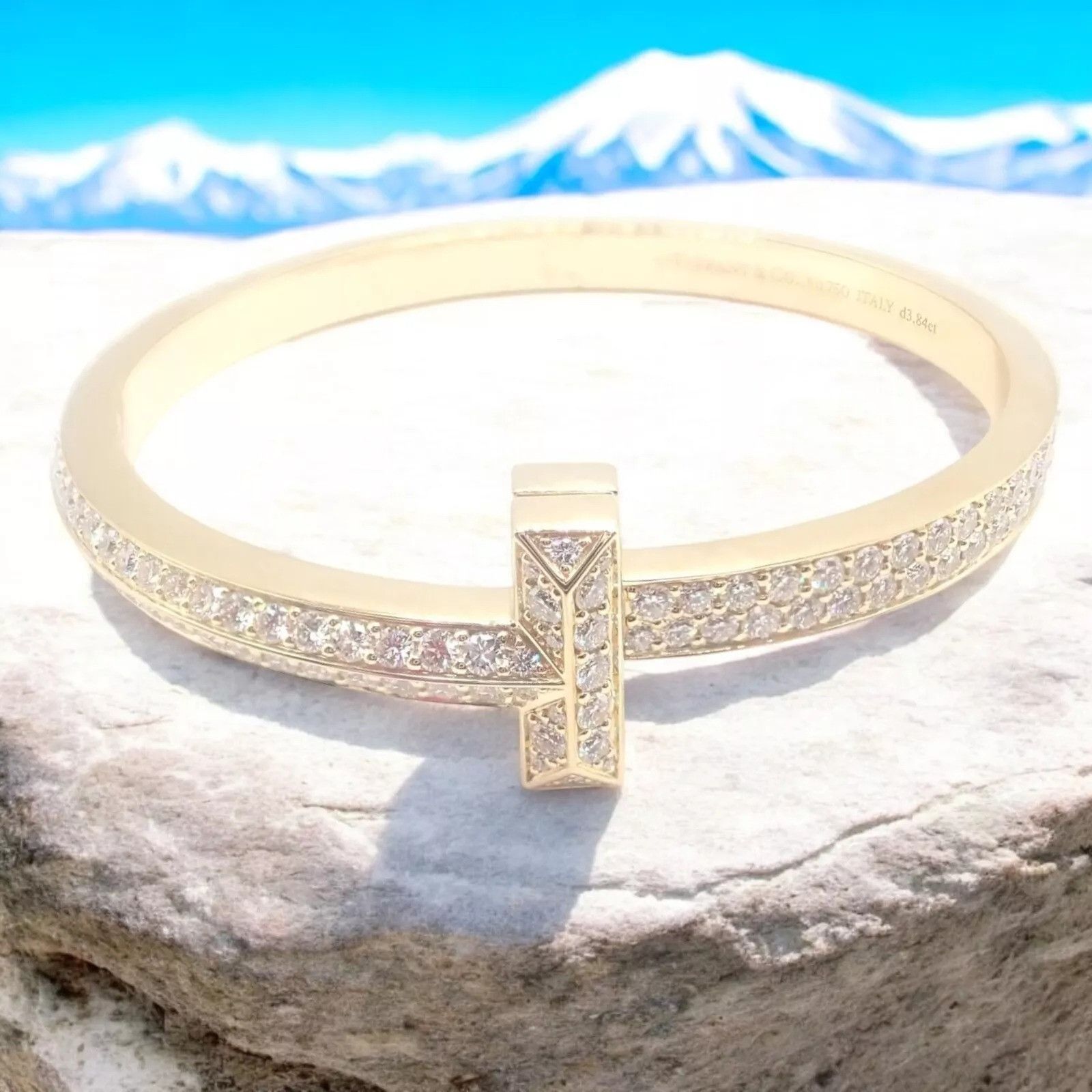 Tiffany & Co. Tiffany & Co 18k Yellow Gold Diamond T1 Wide Bangle Bracelet Size ONE SIZE - 2 Thumbnail