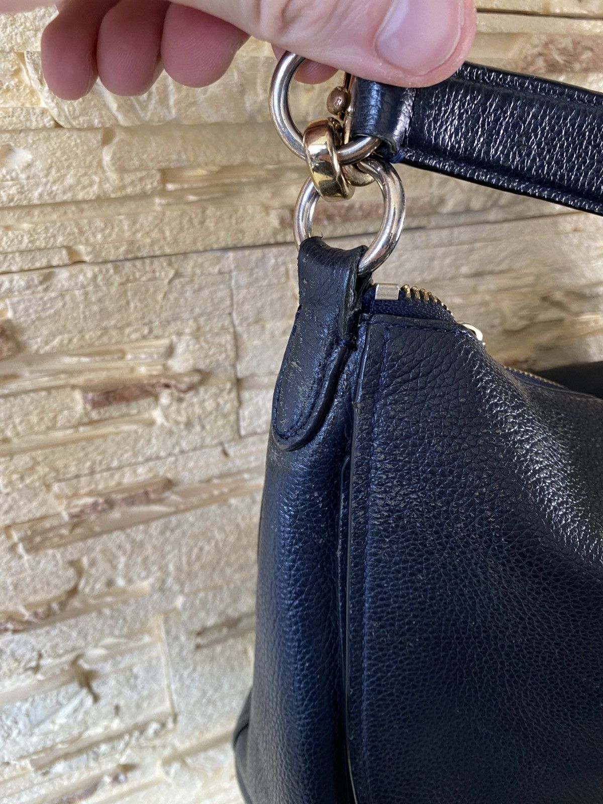 Coach Coach Navy Leather Shoulder Crossbody Golden Logo Bag Size ONE SIZE - 6 Thumbnail