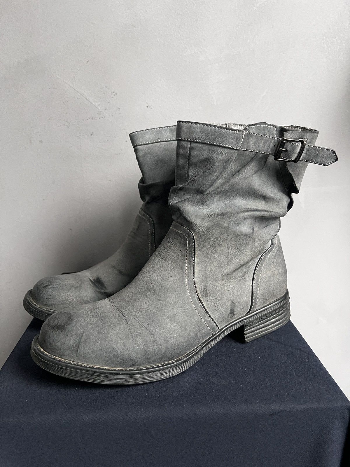 A.S.98 Grey Distressed Leather Boots engineered guidi style moto Size US 7.5 / EU 40-41 - 5 Thumbnail