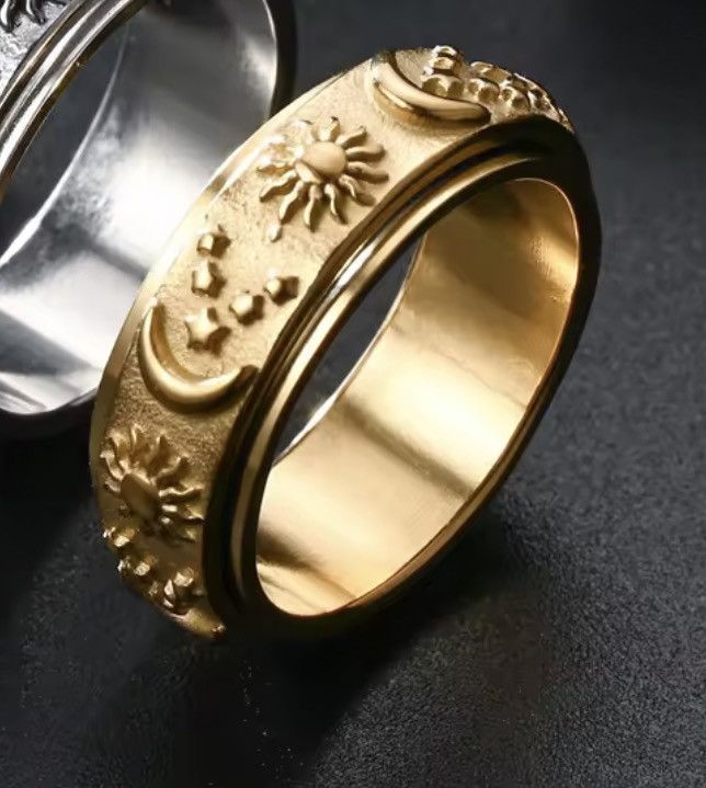 Jewelry Celestial Spinner Ring-Sun Moon Star Fidget Band (Size 7-11) Size ONE SIZE - 4 Thumbnail