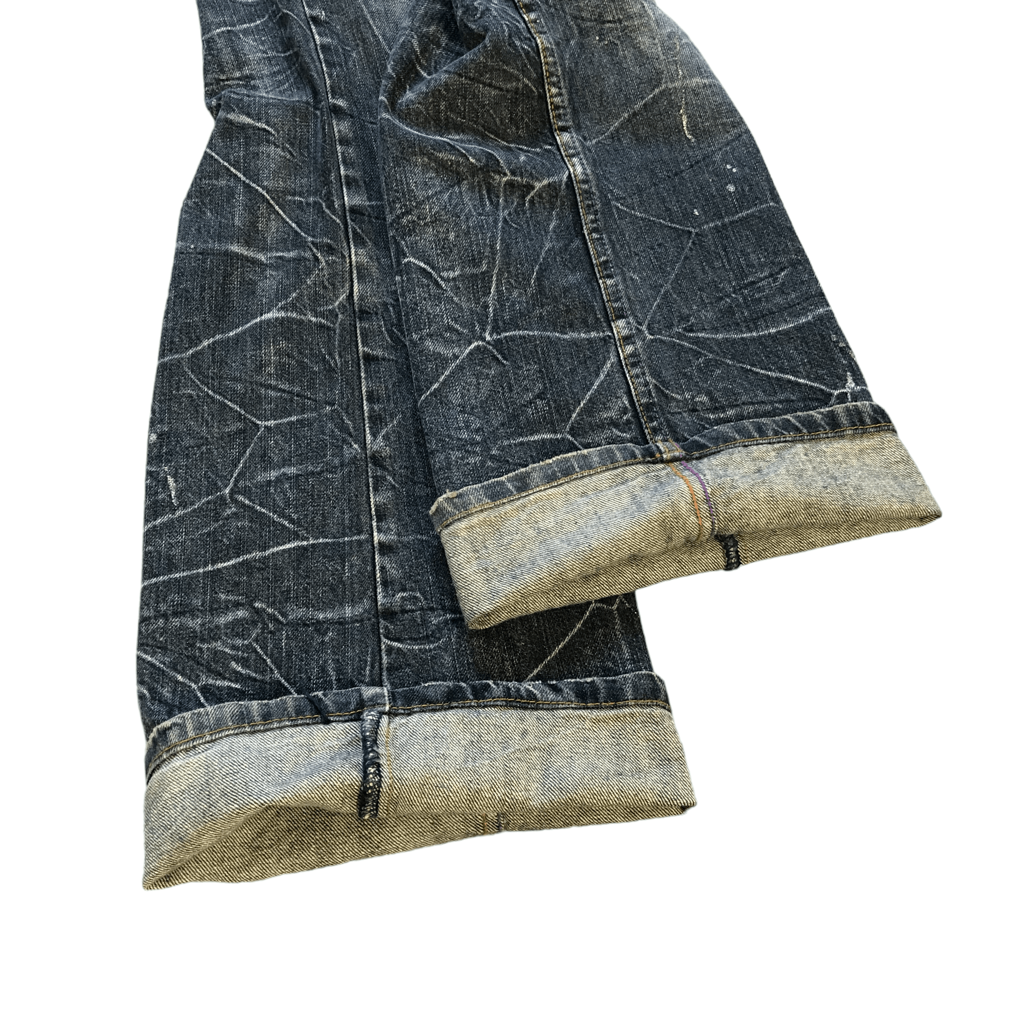 Japanese Brand FLARE TRASHED DISTRESSED DENIM PANTS BY NYLOUS #5970-216 Size US 33 - 8 Thumbnail