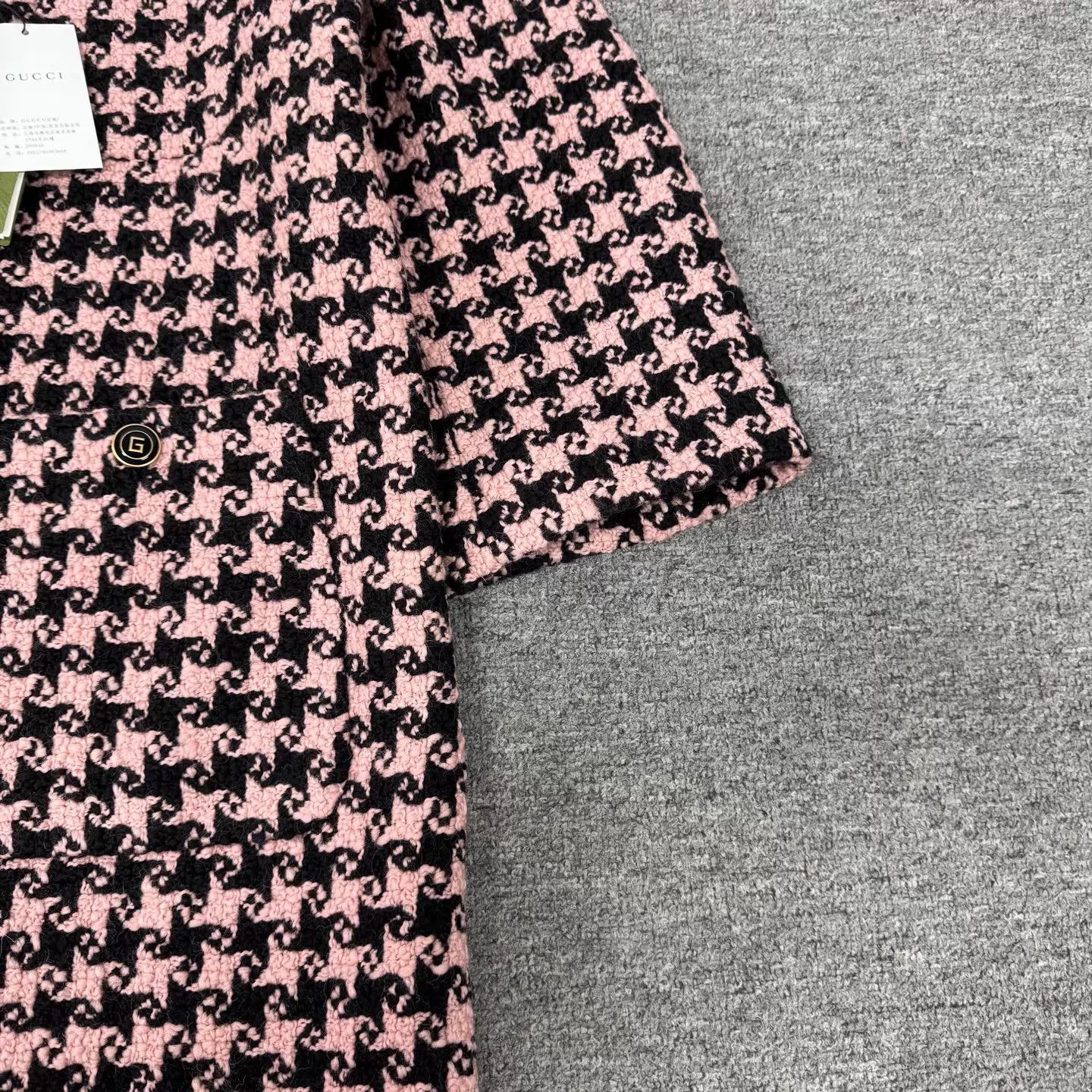 Gucci Gucci pink black houndstooth tweed collarless mid coat 40 Size S / US 4 / IT 40 - 5 Thumbnail
