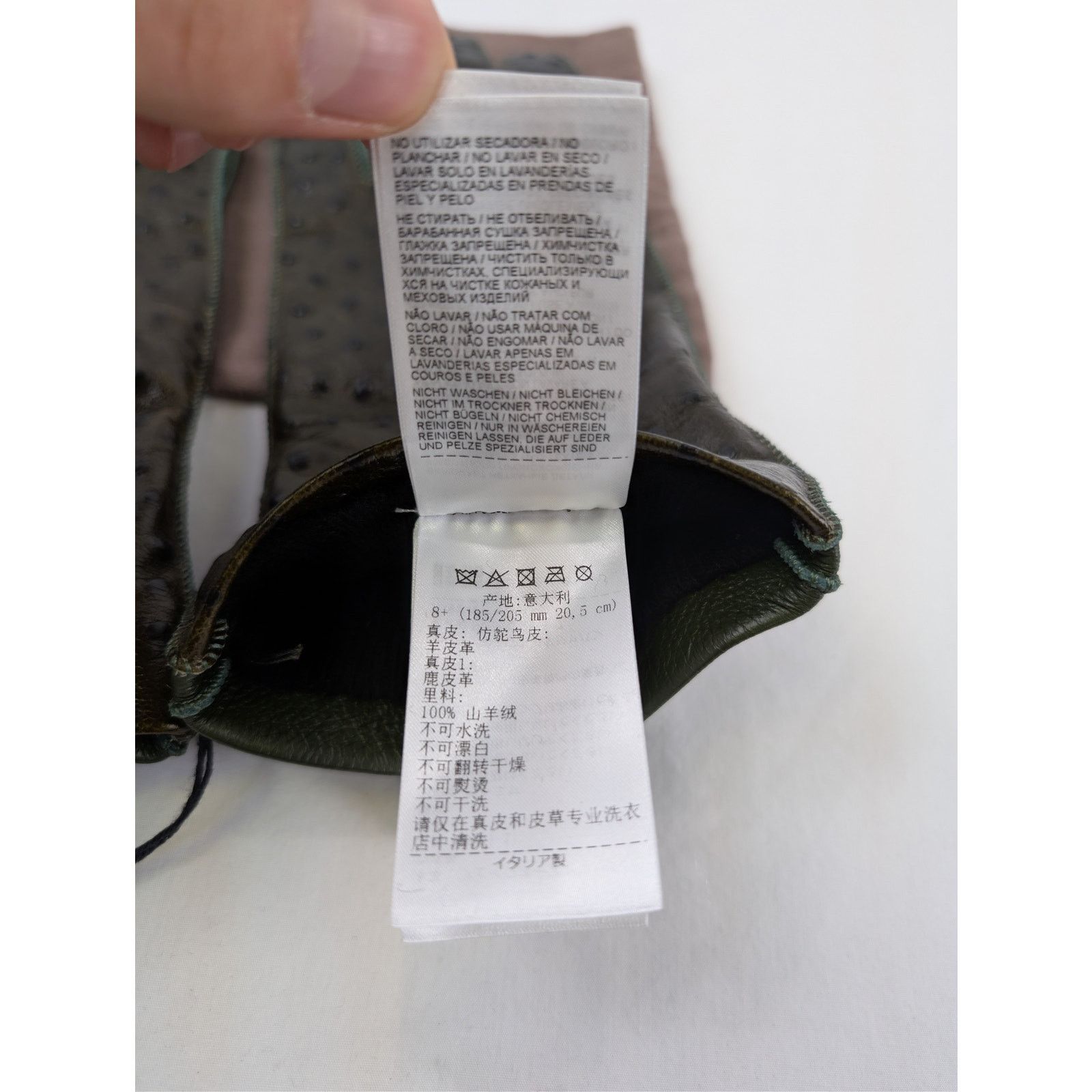 Bottega Veneta o1rshd1 Size:8.5 / Emboss Ostrich Leather Gloves Seaweed Size ONE SIZE - 14 Thumbnail
