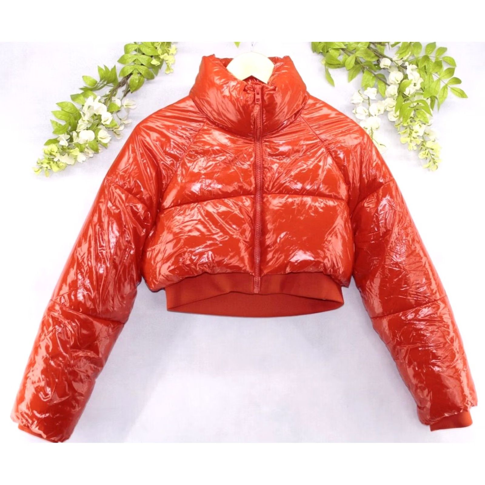 Zara Zara Cropped Puffer Jacket Red XS Women's Regular Full Zip Jacket New Size XS / US 0-2 / IT 36-38 - 3 Thumbnail
