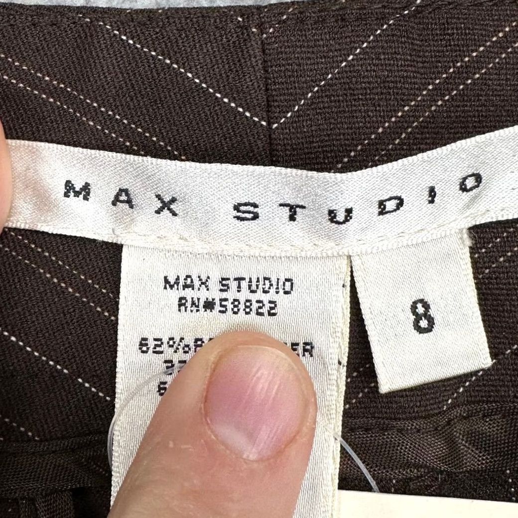 Vintage Max Studio Dress Pants Womens 8 Brown Pinstripe Capris Flat Front Stretch NEW Size 30" / US 8 / IT 44 - 3 Thumbnail