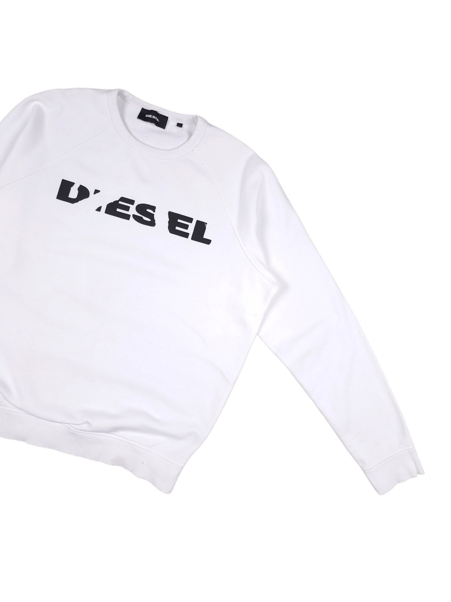 Designer × Diesel 💎 Diesel Broken Logo White Crewneck Sweatshirt Size US XL / EU 56 / 4 - 3 Thumbnail