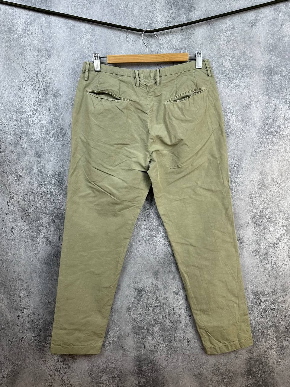Incotex Incotex Slim Fit Cotton/Linen Trousers Olive Pants Size US 32 / EU 48 - 2 Thumbnail